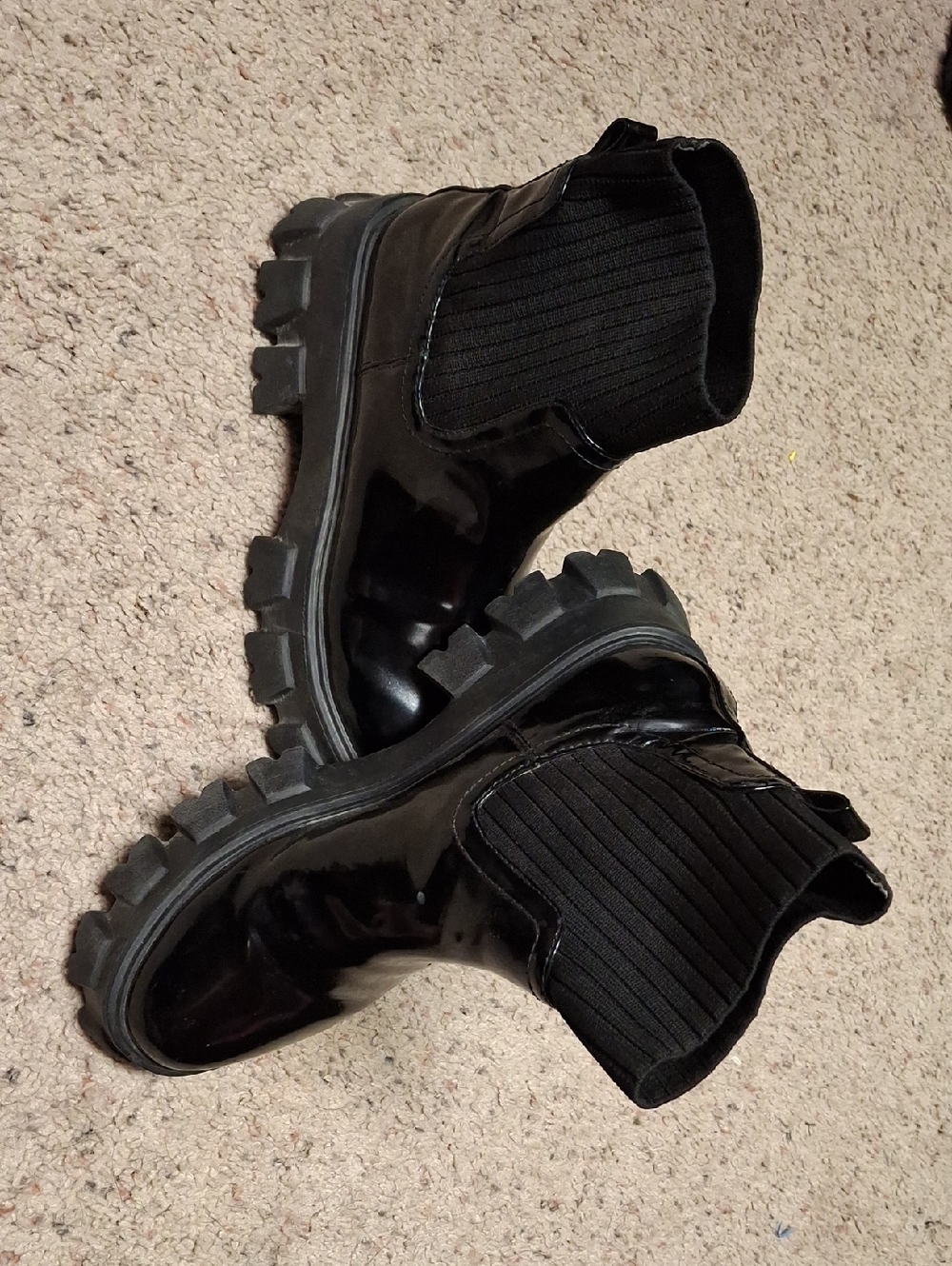 Princess Polly Black Chunky Chelsea Platform Boots